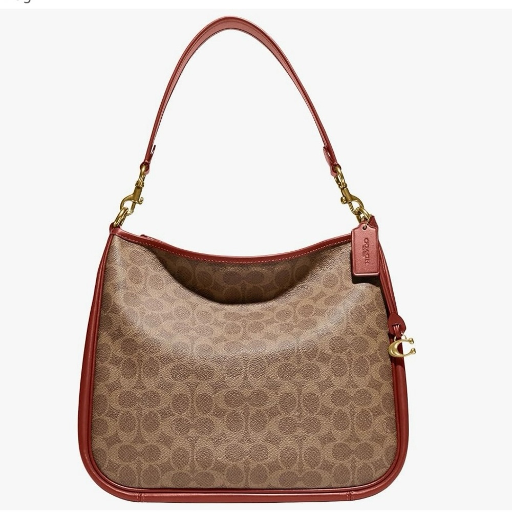 🔥Coach Signature Canvas and Red Leather Shoulder Bag